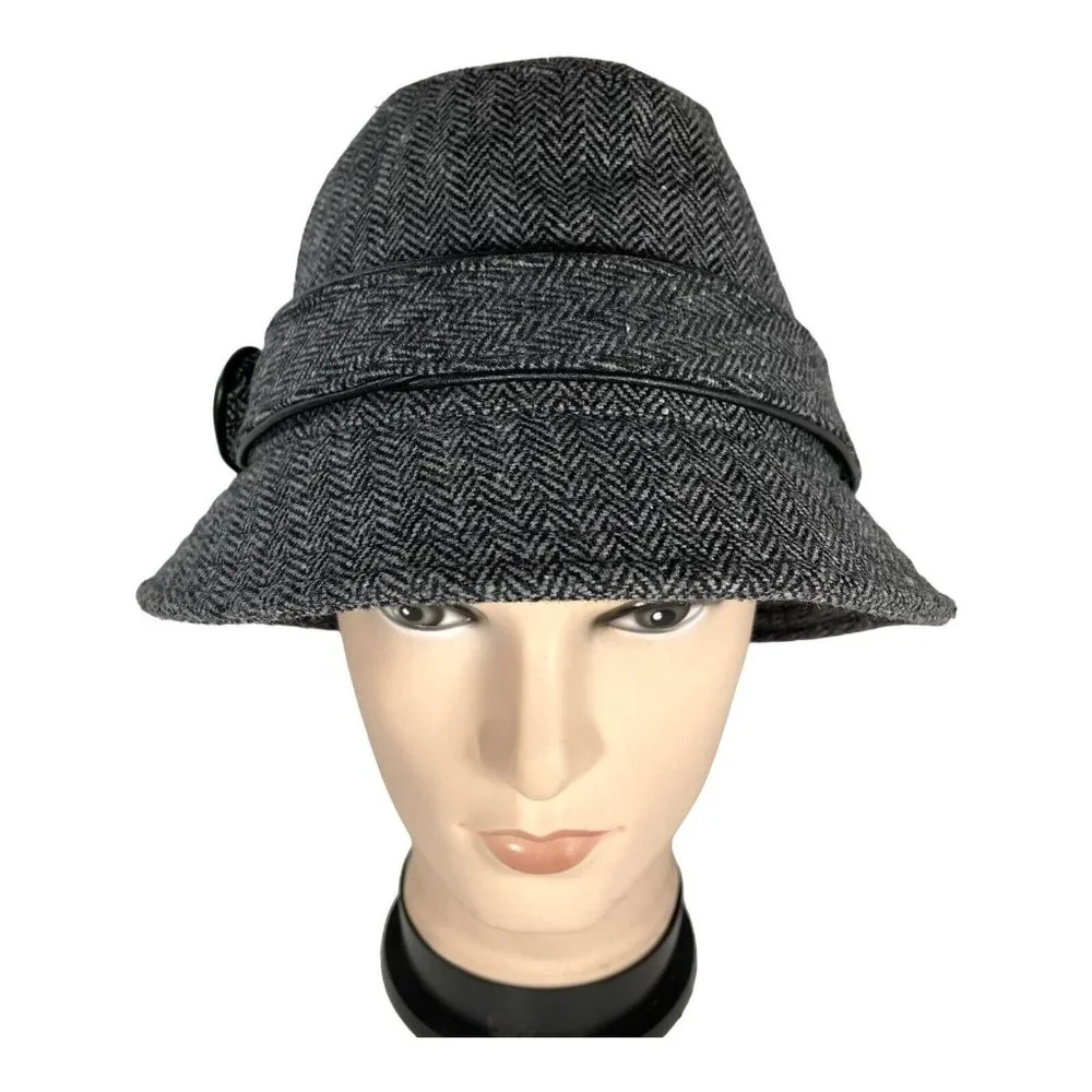 NWT San Diego Hat Company Women’s Hat Black Gray Herringbone OS